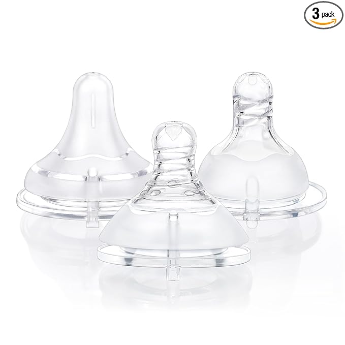 LittleForBig Silicone Soft Touch Adult Bottle Nipples Replacement Teat Compatible with LittleForBig Bottles - Assorted 3-Pack