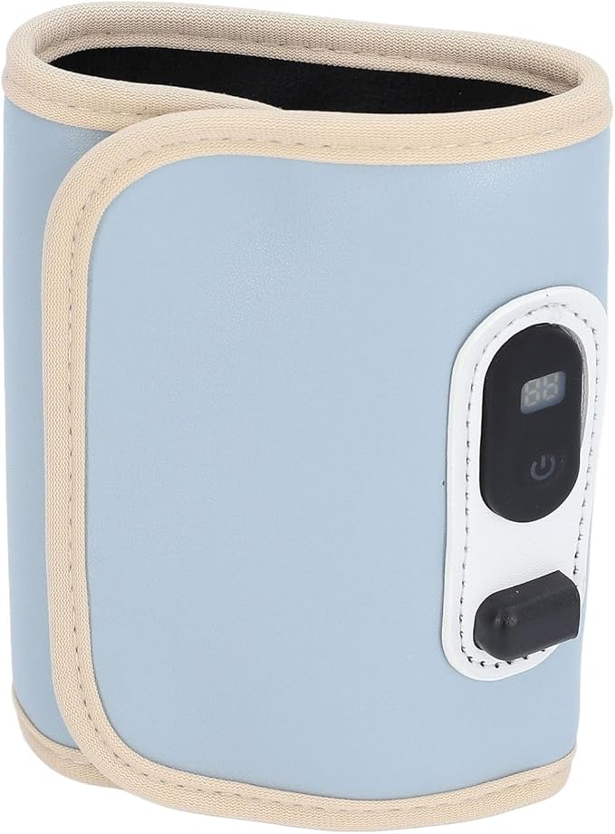 Portable Bottle Warmer,21 Speeds, Temperature Adjustable, LED Display, Car Travel,Ideal for Baby Milk, Portable Insulation Cover (Blue)