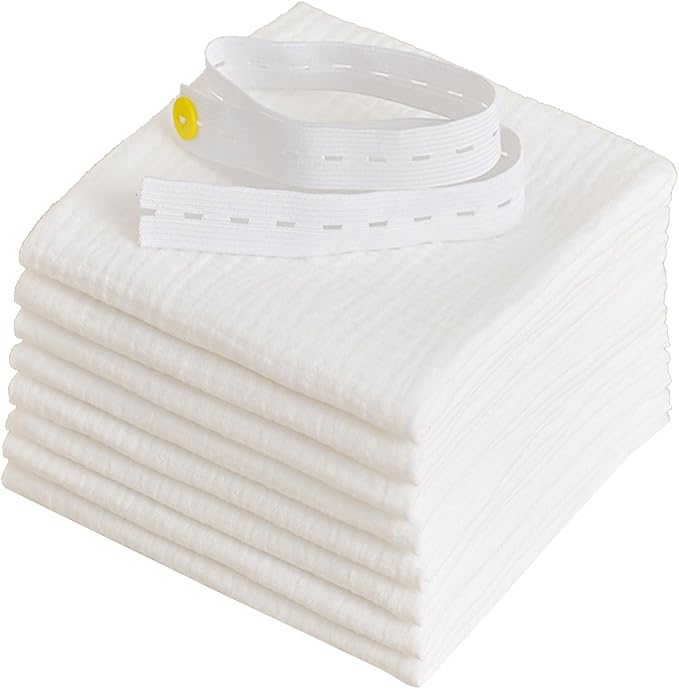 8X Cotton Gauze Baby Diapers Ultra-Thin Breathable Baby Nappy Washable Reusable Soft Baby Towels 43x45cm White/Blue/Pink Cloth Diapers with Snaps
