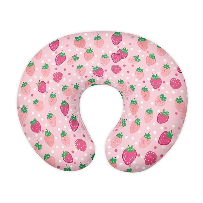 Strawberry Nursing Pillow Cover for Baby Girl Boy Stretchy Removable Covers for Breastfeeding Pillows Safe and Snug Breast Feeding Pillowcases for Moms Nursing Covers Polka Dot