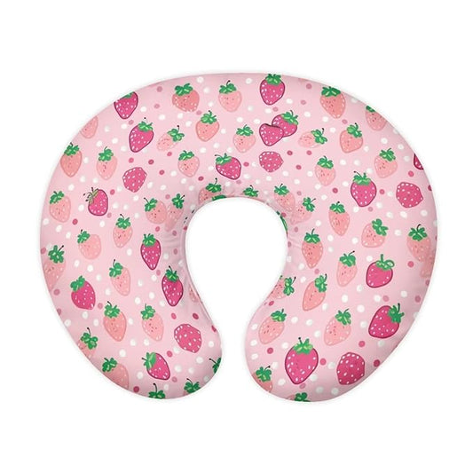 Strawberry Nursing Pillow Cover for Baby Girl Boy Stretchy Removable Covers for Breastfeeding Pillows Safe and Snug Breast Feeding Pillowcases for Moms Nursing Covers Polka Dot