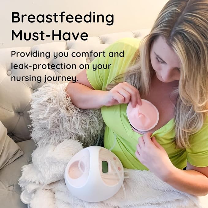 Organic Nursing Pads - 14 Washable Viscose Derived from Bamboo Breastfeeding Pads, Reusable Breast Pads for Breastfeeding, Nipple Pads with Wash Bag (3-Layers, Pastel Touch, 4.7")