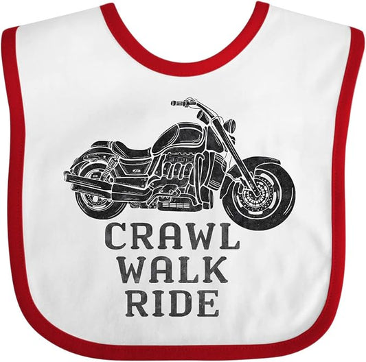 inktastic Crawl Walk Ride Motorcycle Baby Bib