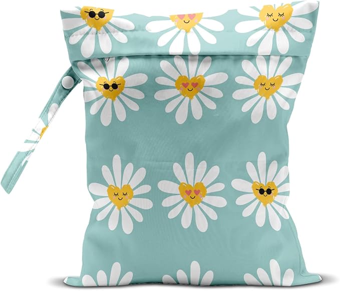 Wet Bag, Wet Dry Bag, Wet Bag for Swimsuit, Travel, Beach, Pool, Diapers, Dirty Yoga Gym Clothes, Makeup Bag, Waterproof Flower Face Hippie Decor