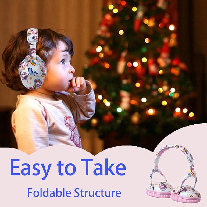 Kids Hearing Protection,25dB NRR Noise Reduction,Sound Proof for Kids,Toddler,Safety Earmuffs for Concert,Airplane,Autism,Monster Jam,Travel,School- Pink Unicorn