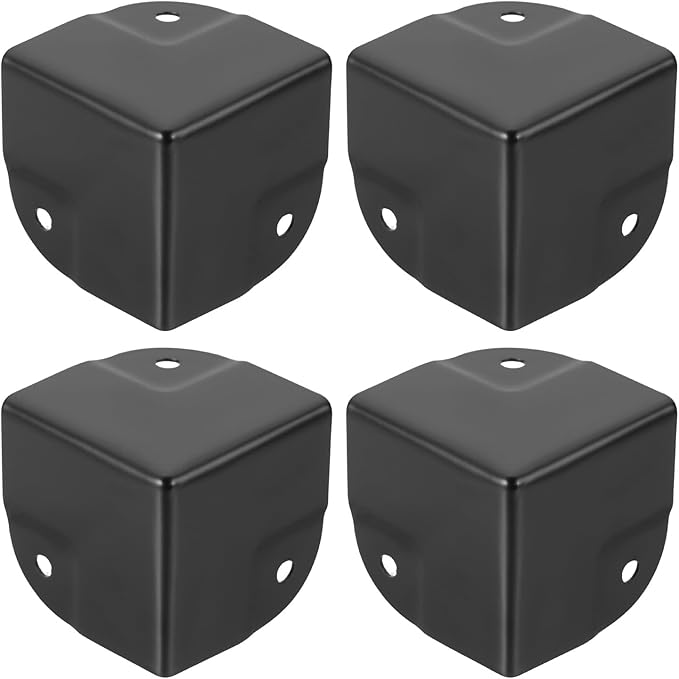 uxcell 4 Pcs 1.46" x 1.46" Speaker Corner Protectors, Iron Box Corner Edge Guard for Speaker, Guitar, Stage, Cabinet, Accessories Replacement, Black
