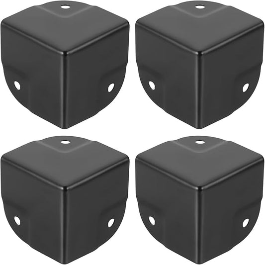 uxcell 4 Pcs 1.46" x 1.46" Speaker Corner Protectors, Iron Box Corner Edge Guard for Speaker, Guitar, Stage, Cabinet, Accessories Replacement, Black