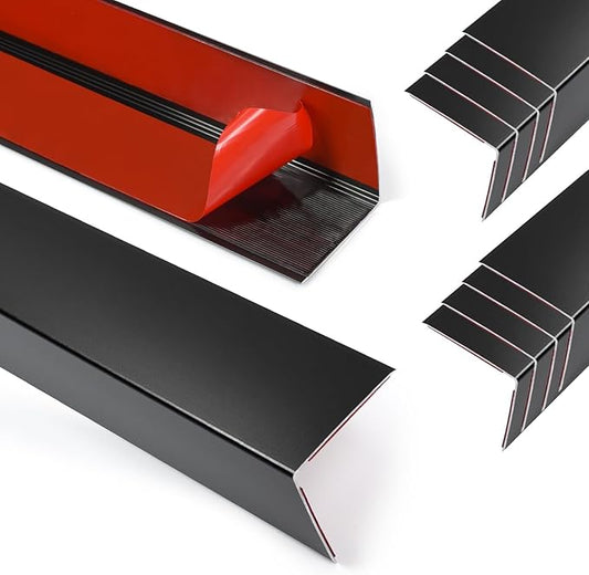 8Pack Aluminum Metal Corner Protector, 45″x 1″ Peel and Stick L Molding Corner Guards with 90° Angle, for Wall Door Frame Cabinet Furniture Baseboard Protection and Decoration (Black)