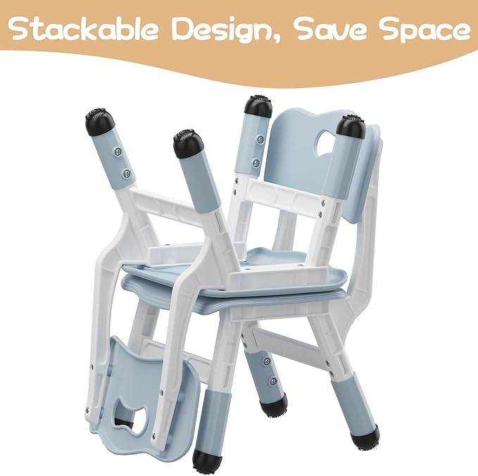 2-Pack Children Plastic Chairs with 3-Level Height Adjustment, Indoor & Outdoor Seat for Kids Ages 2–8, Perfect for Home, Daycare, School & Family Activities