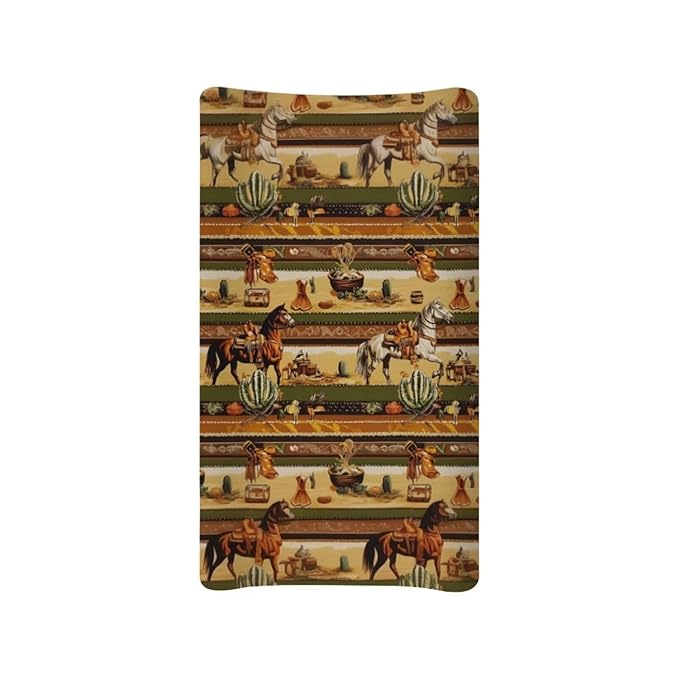 Western Horse Baby Changing Pad Covers Ultra Soft Breathable Changing Table Cover Polyester Diaper Change Pad Sheets for Baby Boys Newborn