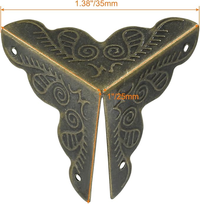 48 Pcs Antique Bronze Corner Protectors - 1"x1" Metal Decorative Edge Guards for Furniture, Box, Cabinet, Bookshelf, Vintage Corner Pads with Mounting Screws (25mm)
