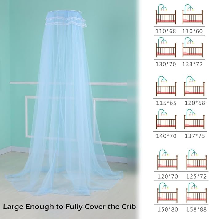 haozaikeji Baby Crib Mosquito Net Breathable Crib Canopy Netting Baby Bed Cot Mosquito Net Hanging Dome Canopy (Without Stand)