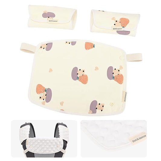 Bebamour Drool and Teething Reversible Cotton Pad White Drool Bib For Boys & Girls (Mushroom)