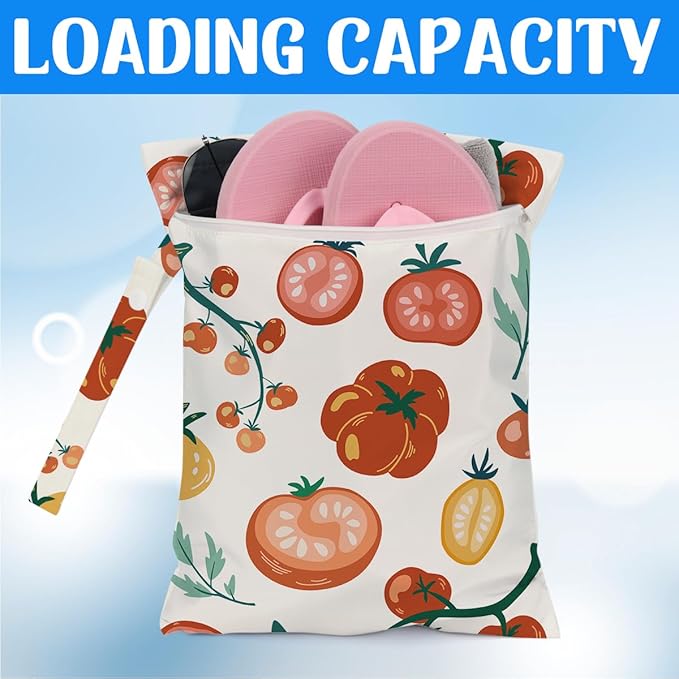 Wet Dry Wet Bag for Swimsuit Towel Baby Travel Cloth Diapers Beach Gym Toiletries Makeup Storage Bag Summer Vacation Essential Holiday Summer Tomato