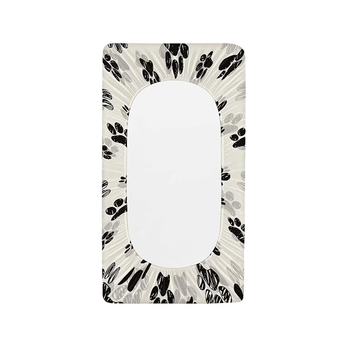 Paw Print Changing Pad Cover Baby Boys Nursery Diaper Changing Table Pad Cover One Size Soft Breathable Polyester Change Mat Sheets