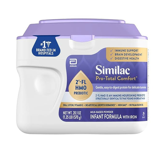Similac Pro-Total Comfort Infant Formula With Iron, Gentle, Easy-to-Digest Formula, Has 2'-FL HMO for Immune Support, Non-GMO, Baby Formula Powder, 20.1-oz Tub