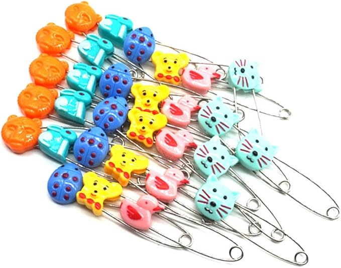 Adorable Animal Baby Safety Pins Secure Clips for Fastening Baby Clothes Diaper Napkins Stainless Steel 5CM 30PCS