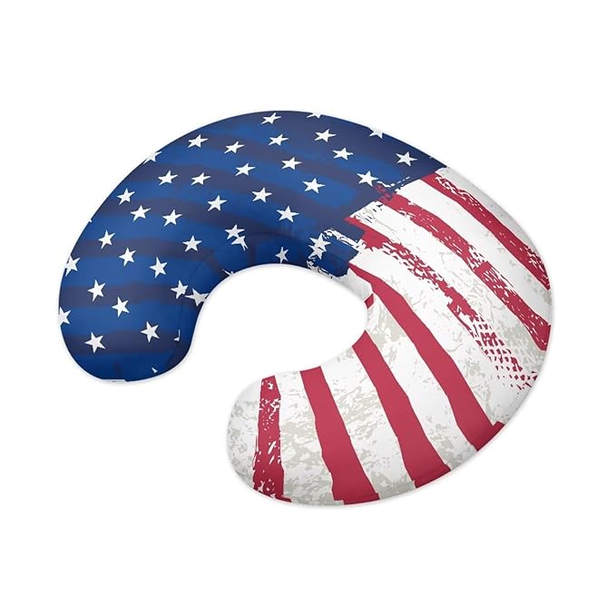 American Flag Baby Nursing Pillow Cover Soft Neutral Breastfeeding Pillow Slipcover for Bottle Feeding, Decorative Custom Gifts for Toddler Infant