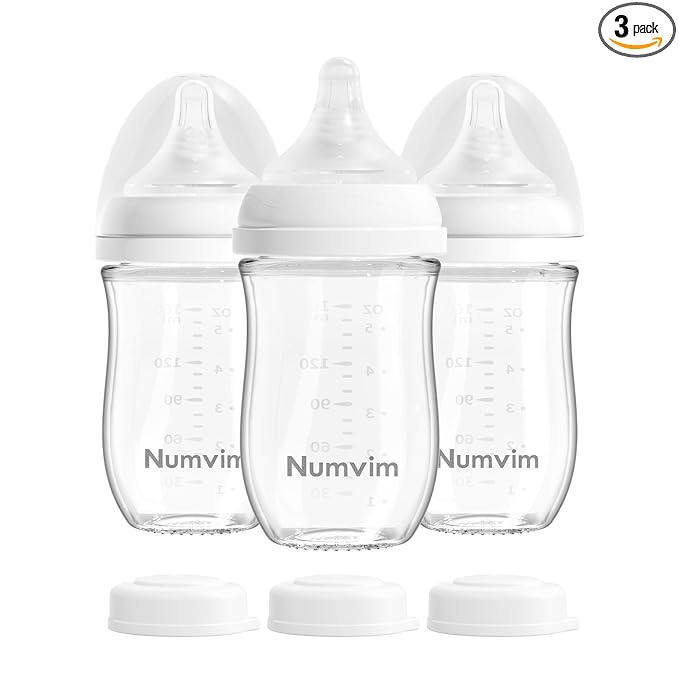 Natural Glass Baby Bottles Gentle & Slow Flow, Newborn Breastfeeding Bottle with Anti Colic Nipple for 0 Months Babies, 3 Packs (White (5 Ounce), 1 Count (Pack of 3))