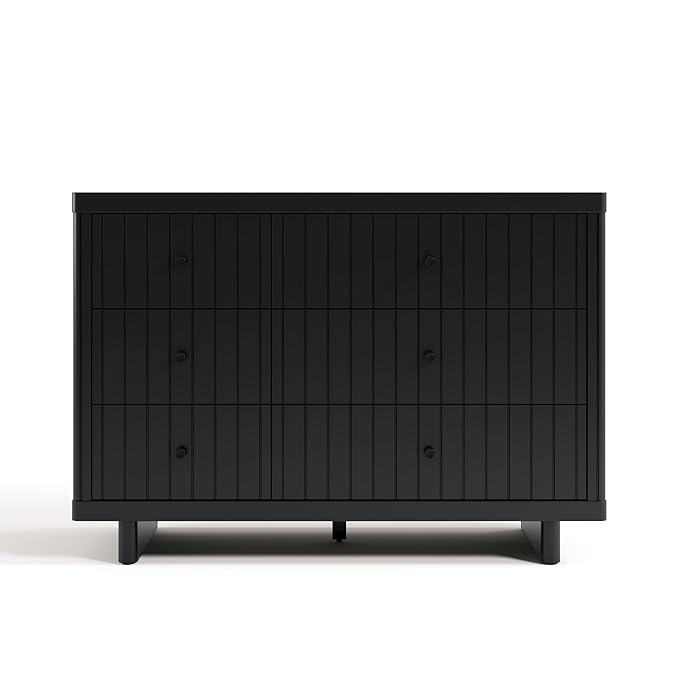 Storkcraft Kyoto 6 Drawer Dresser (Black) - GREENGUARD Gold Certified, Sturdy Wood Dresser for Nursery & Kids' Bedroom, Safety Interlocking Drawer System, and Easy Assembly with Pre-Installed Tracks