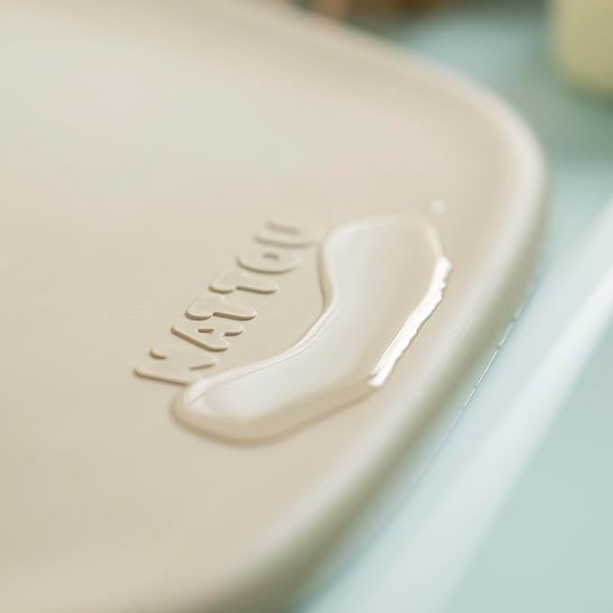 Nattou Softy Changing Pad - Wipeable Baby Changing Mat- Durable, Water-Resistant, Cocoon Shape with Honeycomb Bottom Grips BPA-Free, Assimilates Room Temperature - Beige