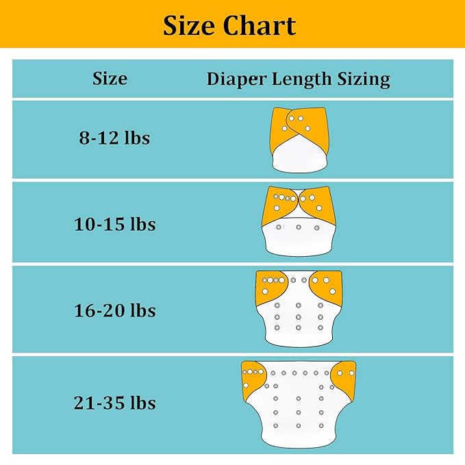 babygoal Reusable Cloth Diapers 6 Pack+22 Inserts+3pcs Wet Bags, One Size Adjustable Washable Pocket Nappy Covers for Baby Boys,Rash-Free