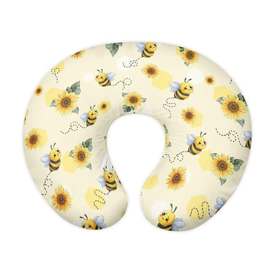 Nursing Pillow Cover, Bee Sunflower Breastfeeding Pillow Slipcover for Baby Boys & Girls, Soft Nursing Pillow Case for Newborn, Washable & Breathable, Yellow