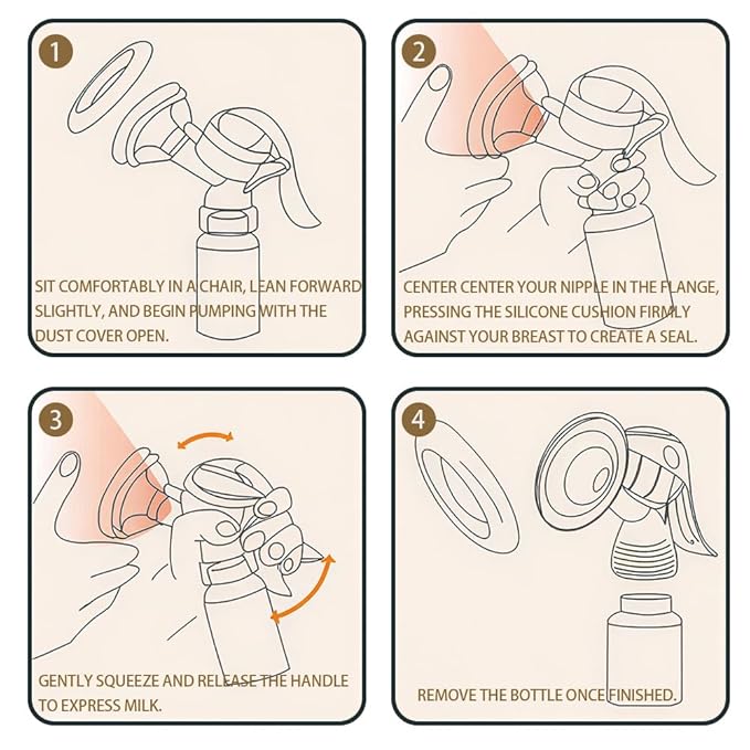 Manual Breast Pump - Adjustable Suction Silicone Hand Pump Breastfeeding, Small Portable Manual Breast Milk Catcher Baby Feeding Pumps & Accessories, White, Mother’s Day Gifts