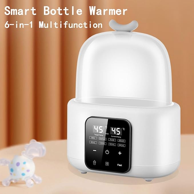 Double Bottle Warmer with Smart Temperature Control, Fast Baby Food Heater and Defrost Warmer with Timer for Twins, LED Display Accurate Temperature Adjustment for Baby Milk Breastmilk (White)