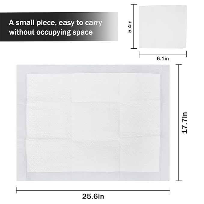 Baby Disposable Changing Pad, 25 Pack Soft Non-Woven Fabric Breathable Waterproof Underpads, Portable Leak-Proof Mattress Protector, Incontinence Bed Pads (Big White