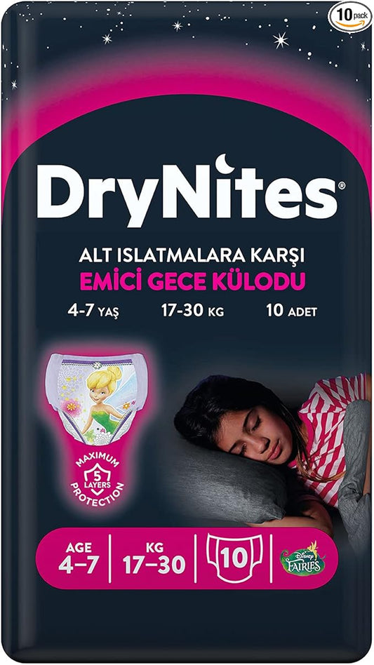 Huggies DryNites Bed wetting Pyjama Pants for Girls, Age 4-7, (10 Pants)