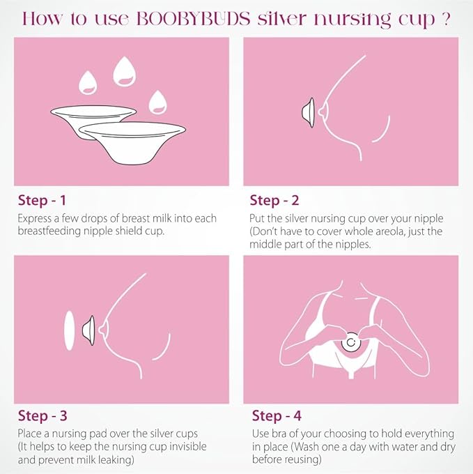 The Original Silver Nursing Cups - Nipple Shields for Nursing Newborns - 999 Silver - Universal Fit - Nipple Comfort Cups for Breastfeeding (XL Silicone)