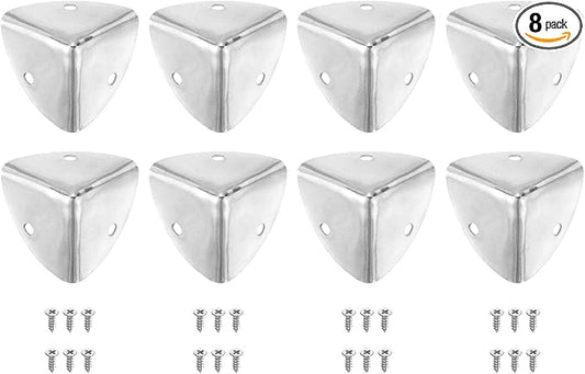 uxcell 8 Pcs Decorative Box Corner Cover, 40mm Metal Edge Guard, Furniture Corner Edges Protector with Screws, Silver