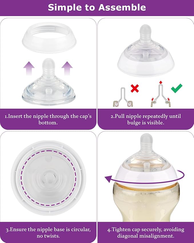 6Pack Silicone Nipples for Tommee Tippee Natural Start Anti-Colic Bottles &Advanced Anti-Colic Bottles,Closer to Nature Bottle,Fast Flow,Size 3 Nipple,6m+