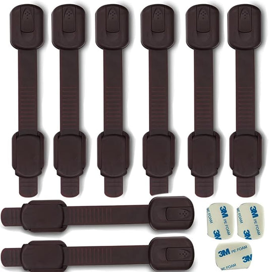 Child Safety Cabinet Locks for Baby Proof,Child Proof Safety Locks for Cabinets,Drawers,Cupboard,Oven,Fridge,8Packs Brown Locks,BAOWEIJD