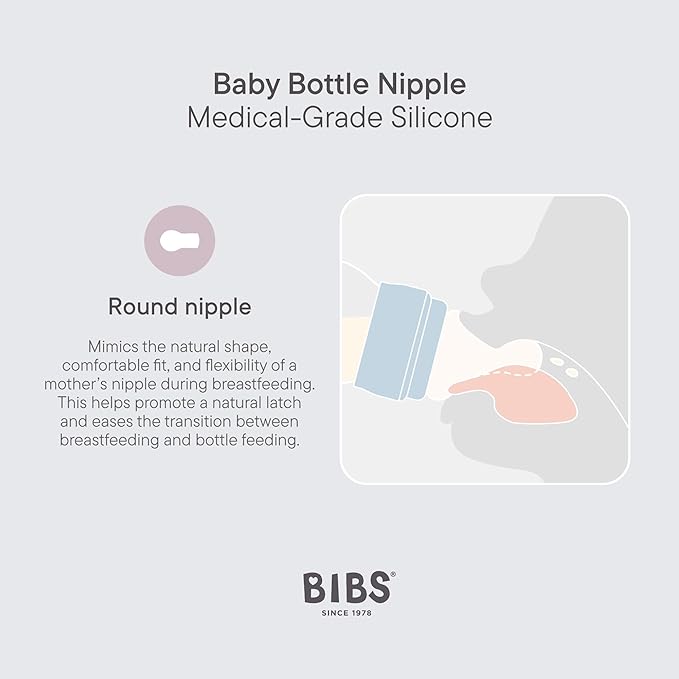 BIBS Glass Baby Bottles 2-Pack, 8.1 Oz. Anti-Colic System for Gas Reduction. Vented Round Silicone Nipple. Supports Infant and Newborn Breastfeeding - 240 ml (Pack of 2), Sage