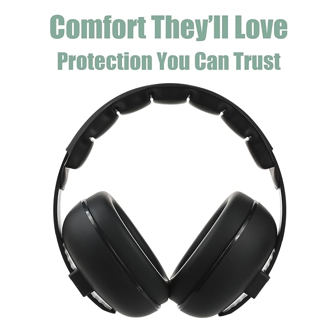 Funbliss Baby Ear Protection Noise Cancelling Headphones for Babies and Toddlers Baby Earmuffs - Ages 3-36 Months Black