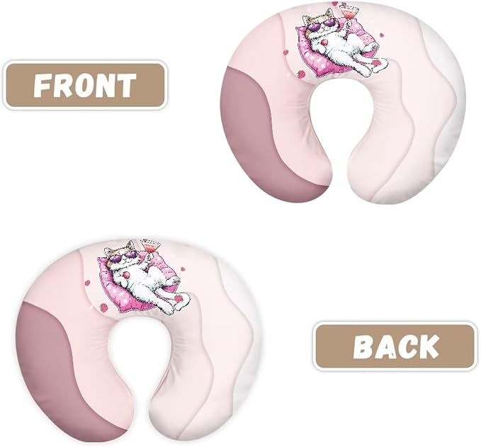 Newborn Nursing Pillow Covers, Soft and Comfortable Nursing Cover for Breastfeeding Pillows,Cute Cat Pillow Slipcover for Baby Girls Boys,Gradient Wave Pink (Cover Only)