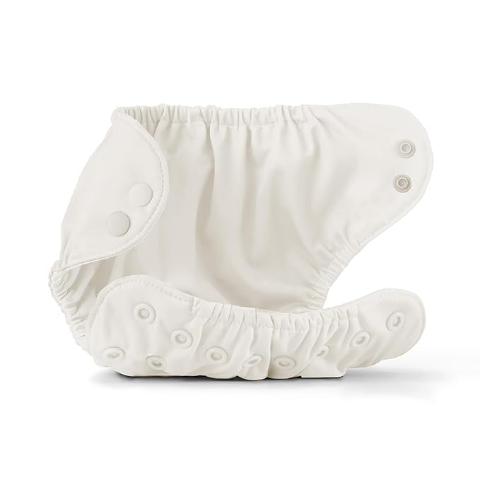 Esembly Cloth Diaper Cover - Reusable Swim Diaper, Waterproof, Breathable - Adjustable Outer Layer Over Absorbent Inner for Blowout Protection - Parchment, Size 1 (7-17lbs)
