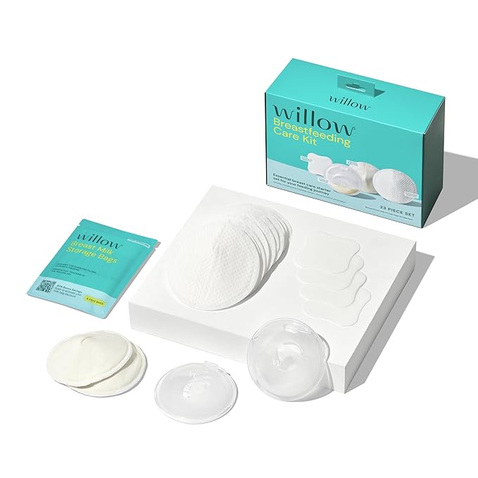 Willow - Breastfeeding Care Kit - Includes Catch- All Cups, Gel Nipple Pads, Resusable & Disposable Breast Pads - Free Feeding Course & Lacation Support - Breastfeeding Essentials for Postpartum