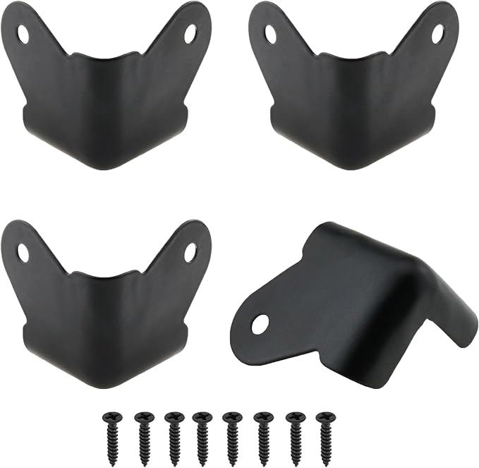 4 Pack Heavy Duty Metal Corner Protectors, Black Iron Edge Guards with Mounting Screws - Cabinet Corner Protectors for Furniture, Anti Dent Protection for Speaker Cases, Tables, Boxes