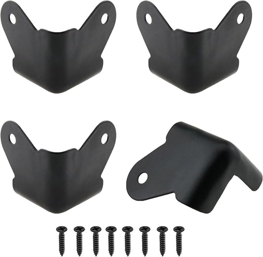4 Pack Heavy Duty Metal Corner Protectors, Black Iron Edge Guards with Mounting Screws - Cabinet Corner Protectors for Furniture, Anti Dent Protection for Speaker Cases, Tables, Boxes