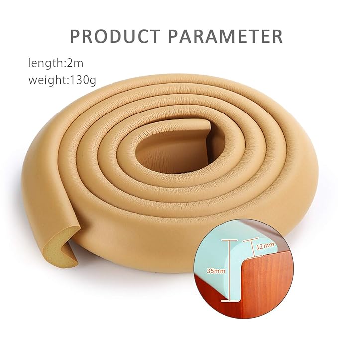 SONARIN Baby Safety Baby Edge & Corner Guards,2M/6.6ft Corner Protectors Furniture Table Edge Protectors L Shape with Strong Adhesive Tape,Colorful Child Protection(Light Brown)