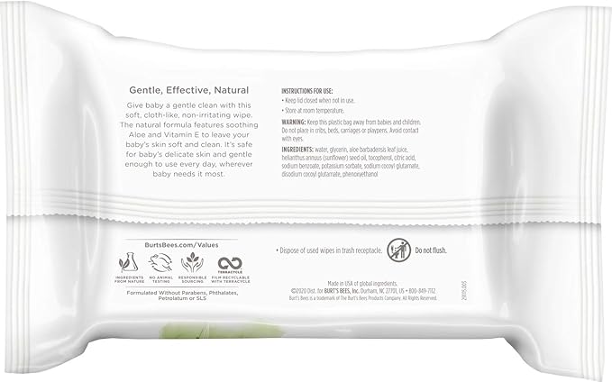 Burt’s Bees Baby Wipes, Unscented Natural for Sensitive Skin with Aloe and Vitamin E - 72 Baby Wipes – 10 Pack
