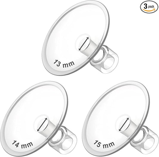 Maymom MyFit Flanges Saucer Goldie Pack 13 14 15 mm Compatible with Medela Breast Pumps and Maymom Wide Base and Narrow Base Connectors