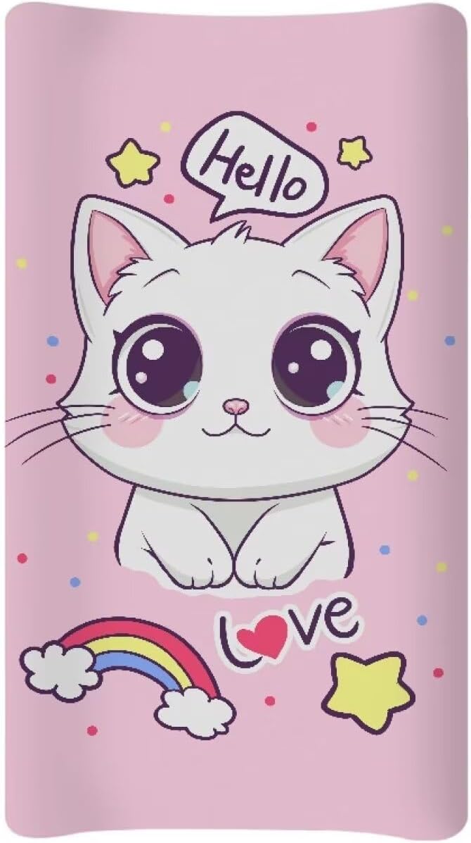 Changing Pad Covers for Boys Girls, Rainbow Cat Diaper Changing Table Pad Cover Soft Breathable Changing Mat Cover for 32''x16" Cute Birthday Gifts for Baby