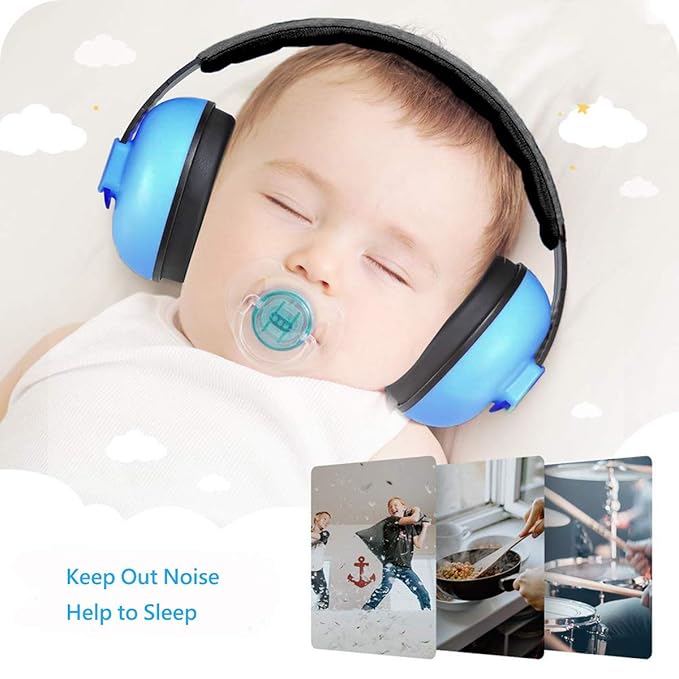 Baby Noise Cancelling Headphones Infant Ear Protection Comfortable Noise Reduction Ear Muffs for Babies Toddler 1 Months to 2 Years, Blue