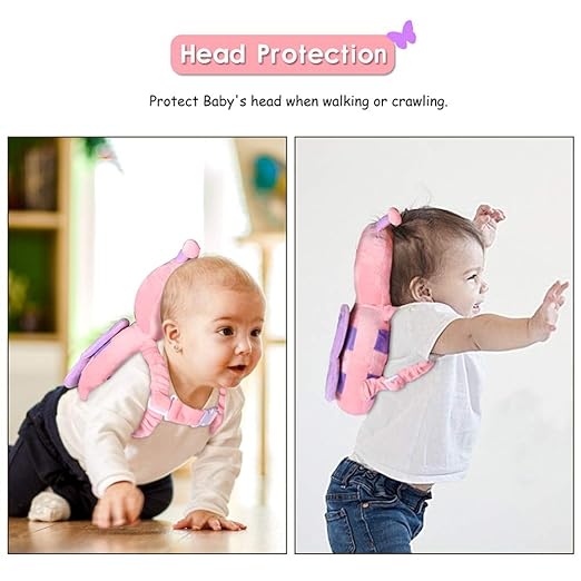 Okydoky Baby Head Protector & Baby Knee Pads for Crawling,Toddlers Head Safety Pad Adjustable Backpack,Baby Back Protection for Walking & Crawling, Butterfly