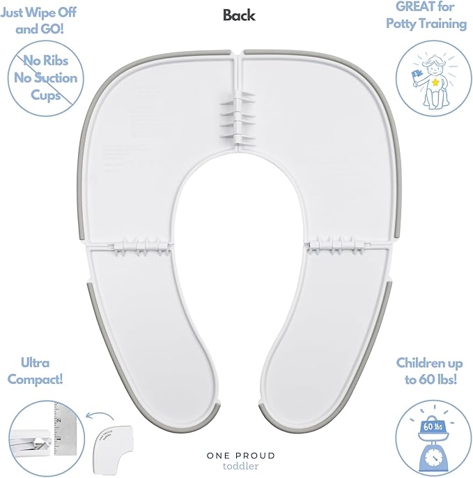 One Proud Toddler Premium Travel Potty Seat – Compact, Non-Slip, Made in USA Seat, No-Pinch Locking Hinges, Easy to Clean, Includes Machine-Washable Carry Bag
