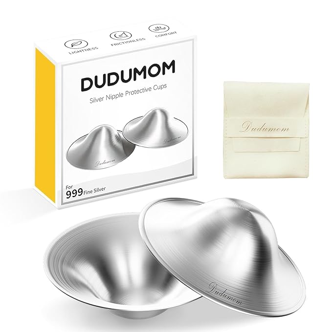 The Original Silver Nursing Cups - 999 Silver Nipple Cover for Breastfeeding Sore Nipple Relief, Nipple Shields for Breastfeeding Essential, Metal Nipple Guards for Breastfeeding Newborn (X-Large)